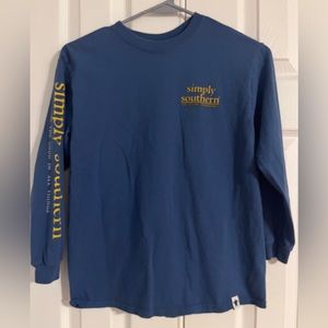 Simply Southern Blue Long Sleeve T-shirt. Youth medium